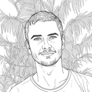 Line-art portrait of Romain, creator of ColoringFable